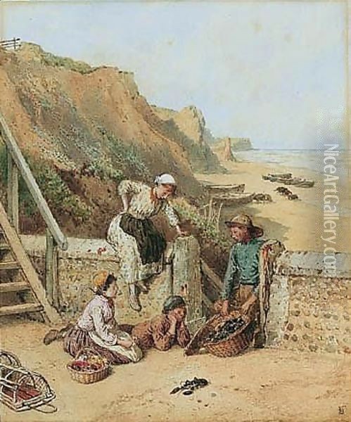 The Lobster Catch Oil Painting - Myles Birket Foster