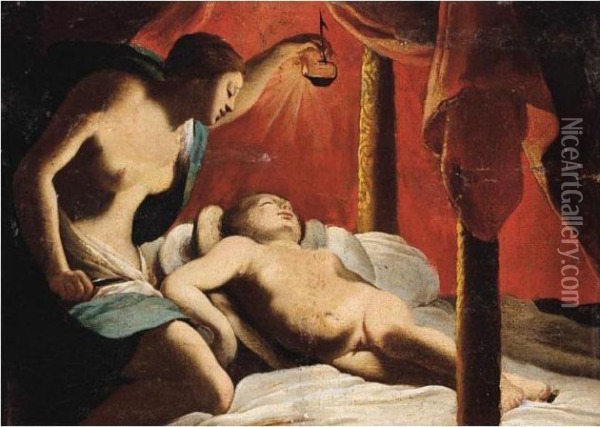 Cupid And Psyche Oil Painting - Aubin Vouet