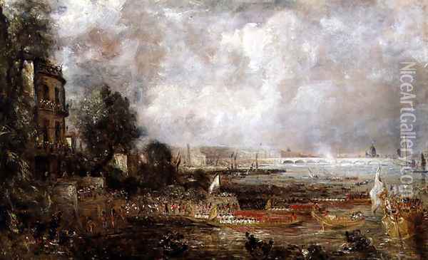 The Opening of Waterloo Bridge, c.1829-31 Oil Painting - John Constable