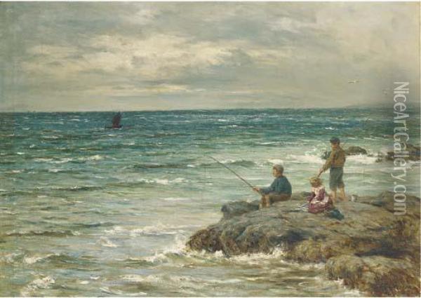 Fishing From The Rocks Oil Painting - Joseph Henderson
