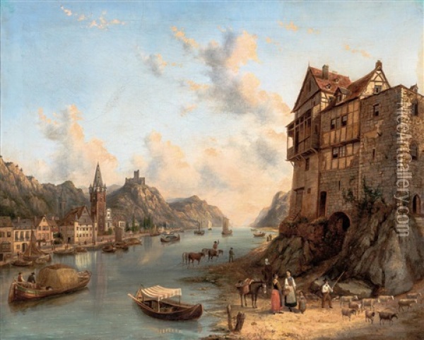 (on The Rhine) Oil Painting - Henry C. Gritten