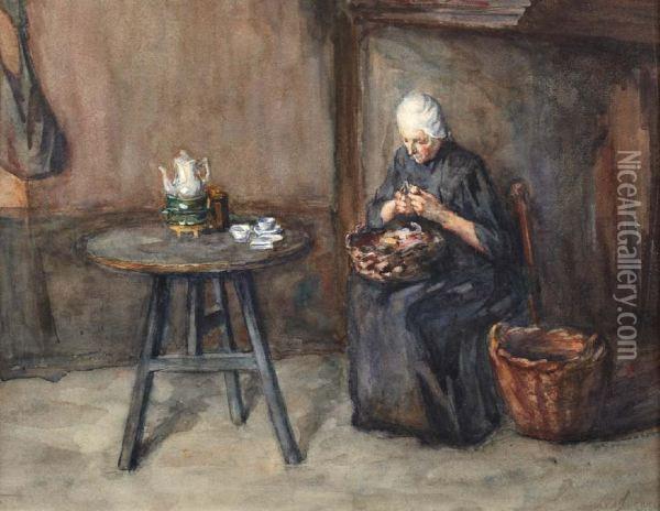 Aardappelschillende Boerin Oil Painting - Lammert Van Der Tonge