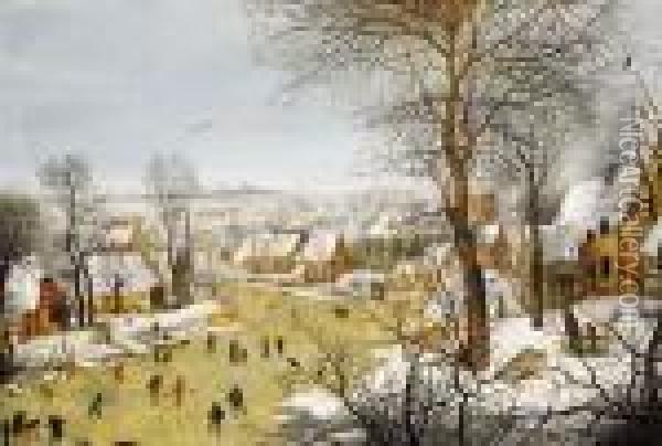 A Winter Townscene Oil Painting - Pieter The Younger Brueghel