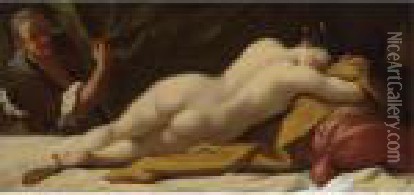 Nude Asleep In An Interior Oil Painting - Antonio Amorosi