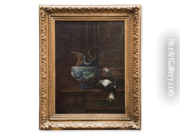 Hunting Still Life With Jug And Pheasant Oil Painting - Felix Clouet