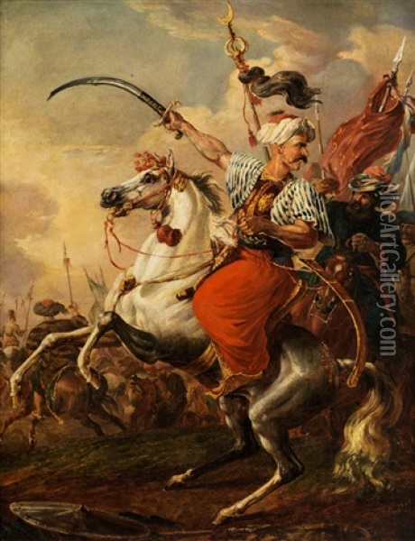 Reiterattacke Der Osmanischen Armee Oil Painting - Johann Nepomuk Hoechle