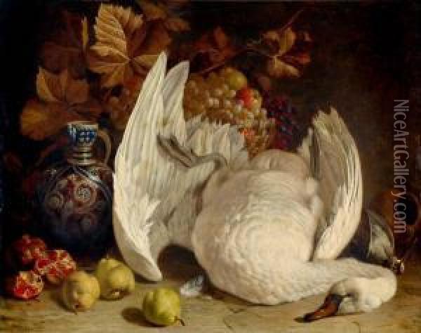 Still Life With Fruit And Game Oil Painting - William Hughes
