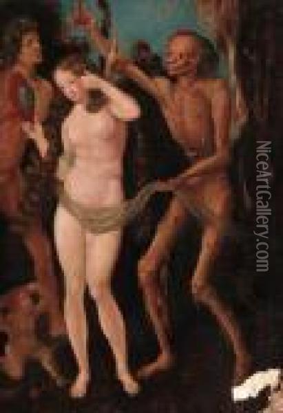 Death And The Virgin Oil Painting - Hans Baldung Grien