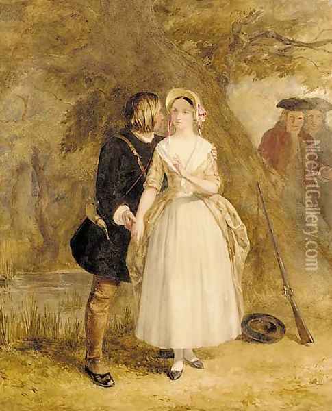The courtship of Miles Standish Oil Painting - John Absolon
