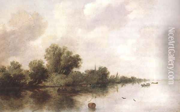 River Scene 1632 Oil Painting - Salomon van Ruysdael