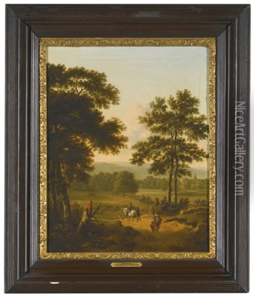 Gentleman On Horseback In A Landscape Park Oil Painting - Isaac de Moucheron