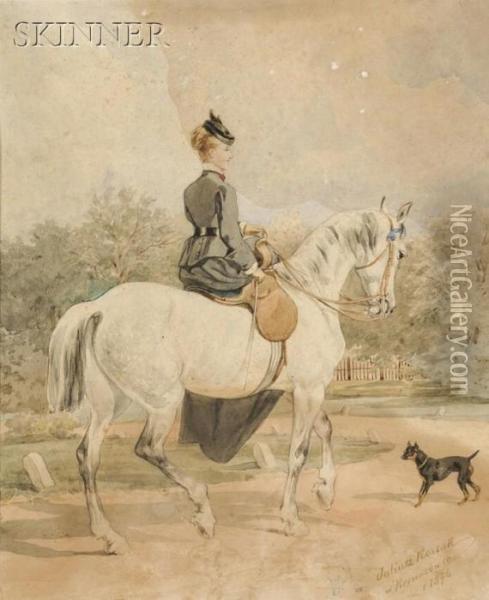 Lady Riding Sidesaddle Oil Painting - Juliusz Kossak