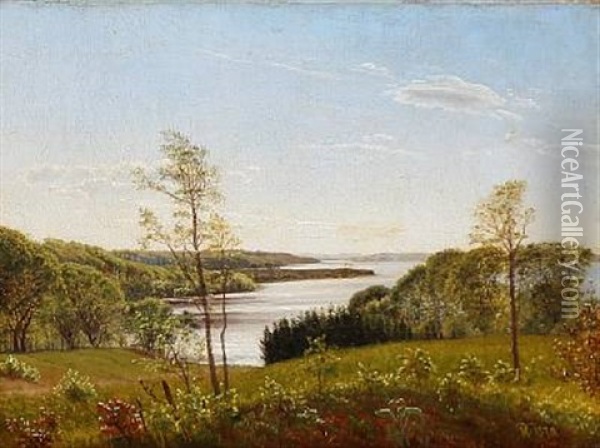 Summer Landscape From Jylland With A View Of Lakes And Wooded Hills Oil Painting - Vilhelm Peter Karl Kyhn