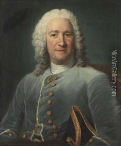 Portrait De Jean Paris De Montmartel Oil Painting - Maurice Quentin de La Tour