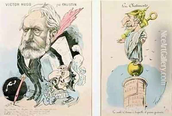 Caricatures of Victor Hugo 1802-85 and Napoleon III 1809-73 Oil Painting - (Faustin Betbeder) Faustin