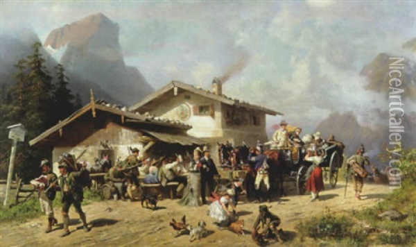 Die Schwarzbach Wacht Bei Reichenhall Oil Painting - Louis (Ludwig) Braun