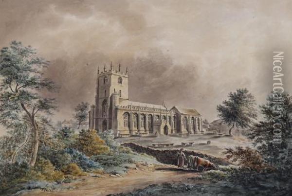 Bunbury Church, Cheshire Oil Painting - Joseph Farington