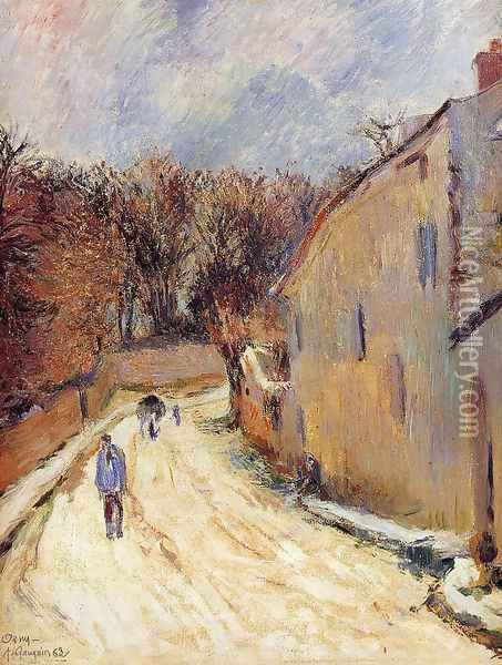 Osny, rue de Pontoise, Winter Oil Painting - Paul Gauguin