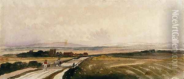 A Yorkshire Road Oil Painting - Peter de Wint