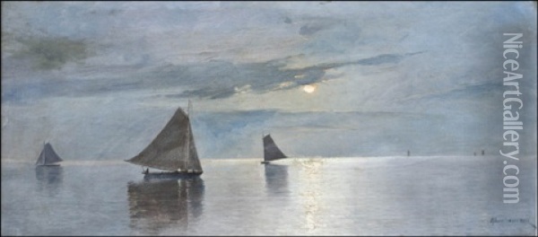 Nocturnal Sailing Oil Painting - Erik Abrahamsson