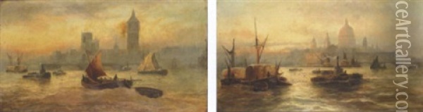 Saint Paul's From The River Thames Oil Painting - Edward Henry Eugene Fletcher