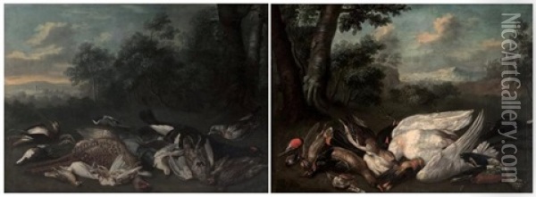Natures Mortes Au Gibier (pair) Oil Painting - Alexandre Francois Desportes