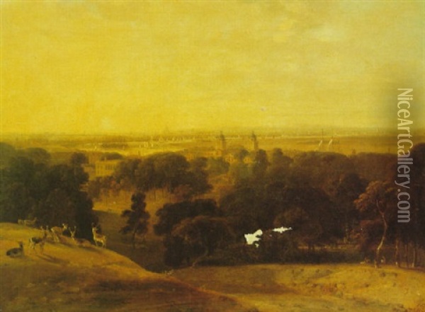 A View Of London From Greenwich Park Oil Painting - William Daniell