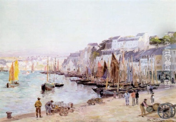 Le Port D'audierne Oil Painting - Edmond Marie Petitjean