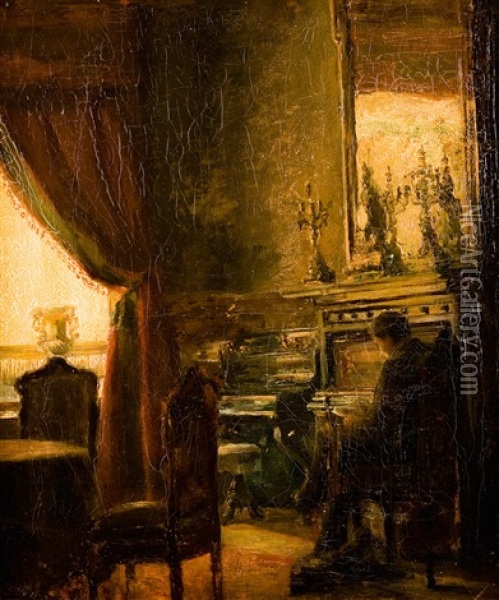 Homme Lisant Dans Un Interieur Oil Painting - Henri de Braekeleer