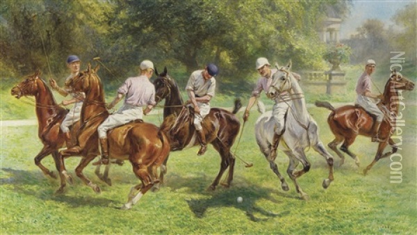 Les Joueurs De Polo Dans Le Parc Oil Painting - Leon Eugene August Abry