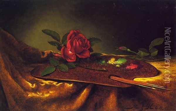 Roses On A Palette Oil Painting - Martin Johnson Heade