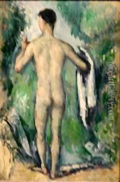Standing Bather Seen from the Back Oil Painting - Paul Cezanne