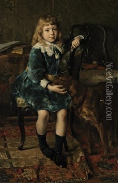 Portrait De Delphine Dumont De Chassart Oil Painting - Herman Jean Joseph Richir
