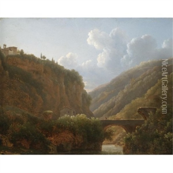 A View Of The Monastery Of San Cosimato, To The North Of Rome Oil Painting - Jean Joseph Xavier Bidault