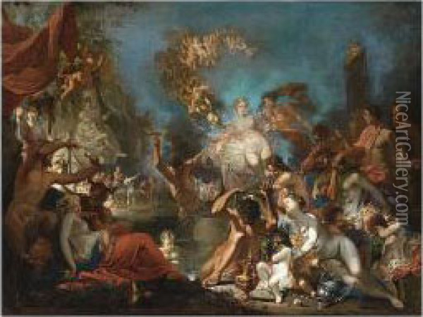 A Bacchanale Scene Oil Painting - Dominicus Ascanius Van Wijnen