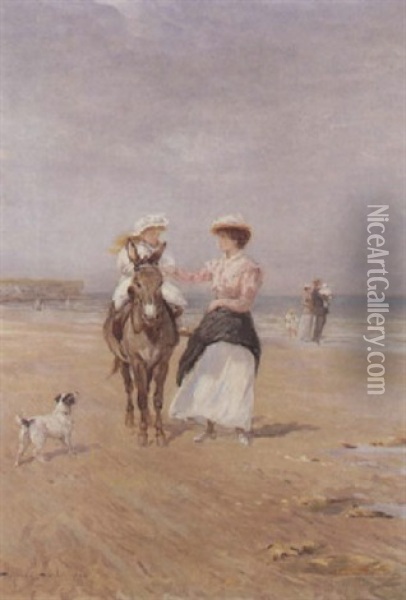 A Donkey Ride On The Sands Oil Painting - Heywood Hardy