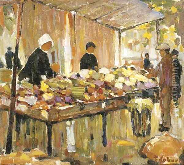 The Chinese Market Oil Painting - Frank Coburn