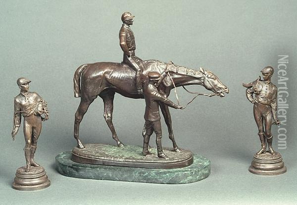 A Pair Of Bronzed Metal Figures Of Jockeys Oil Painting - Lalouette