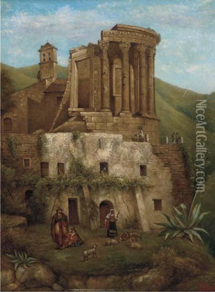 The Temple Of The Sybil Of Vesta - Tivoli - Rome Oil Painting - Frederick Foot