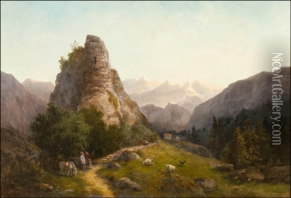 View From The Alps Oil Painting - Adolf Hirsch
