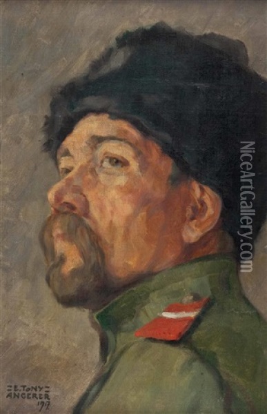 Portrat Eines Russischen Soldaten Oil Painting - Tony Angerer