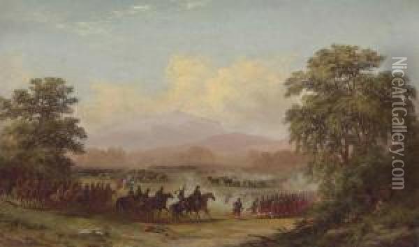 Opening Of The Battle Of Gettysburg And Death Of General Reynolds Oil Painting - Xanthus Russell Smith