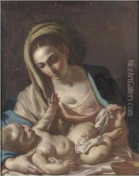 The Madonna And Child Oil Painting - Francesco Solimena