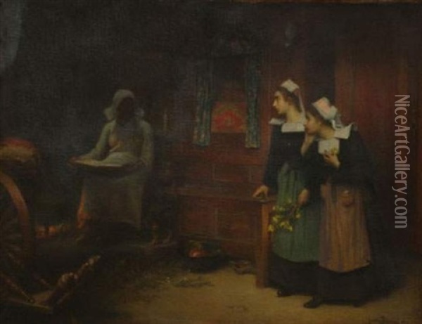 La Sorciere Oil Painting - Jean-Jacque-Baptiste Brunet