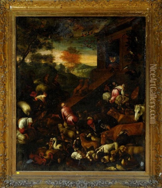 Noah's Ark, The Entry Of The Animals Oil Painting - Jacopo dal Ponte Bassano