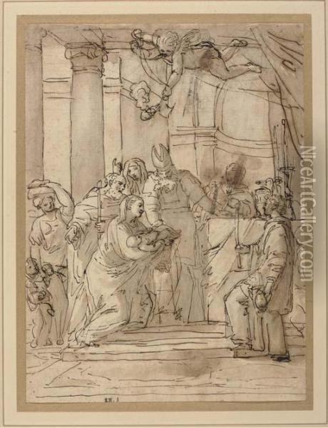 The Presentation In The Temple Oil Painting - Pietro Antonio De Pietri