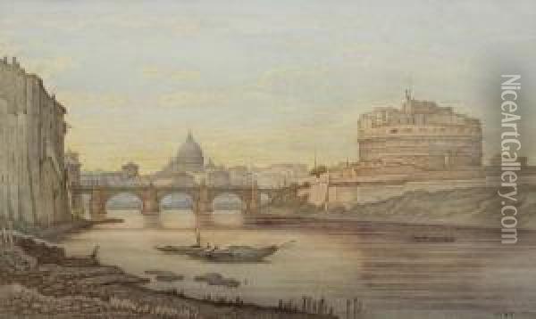 Vom Tiberufer In Rom Oil Painting - Julius Zielke