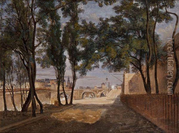 Le Quai De Greve Et Le Pont D'arcole Oil Painting - Thomas Shotter Boys