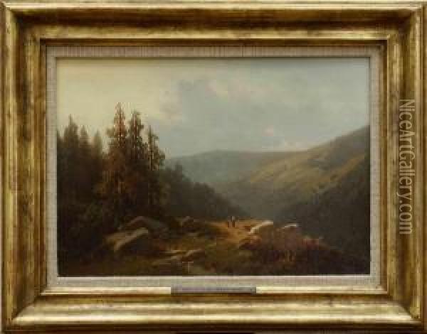 Harzlandschaft - Blick Auf Den Brocken, Von Wernigerode Aus Oil Painting - Carl Triebel