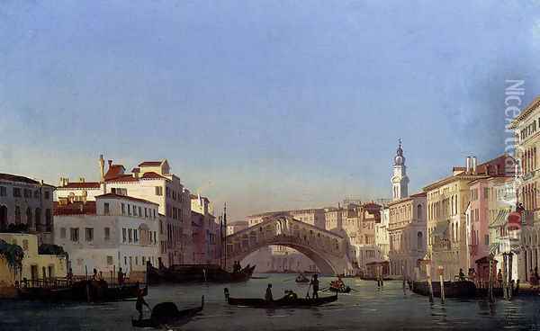 The Rialto Bridge, Venice Oil Painting - Ippolito Caffi